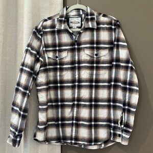 Men's American Eagle Flannel Plaid Button Up Shirt, 100% Cotton, Size Large